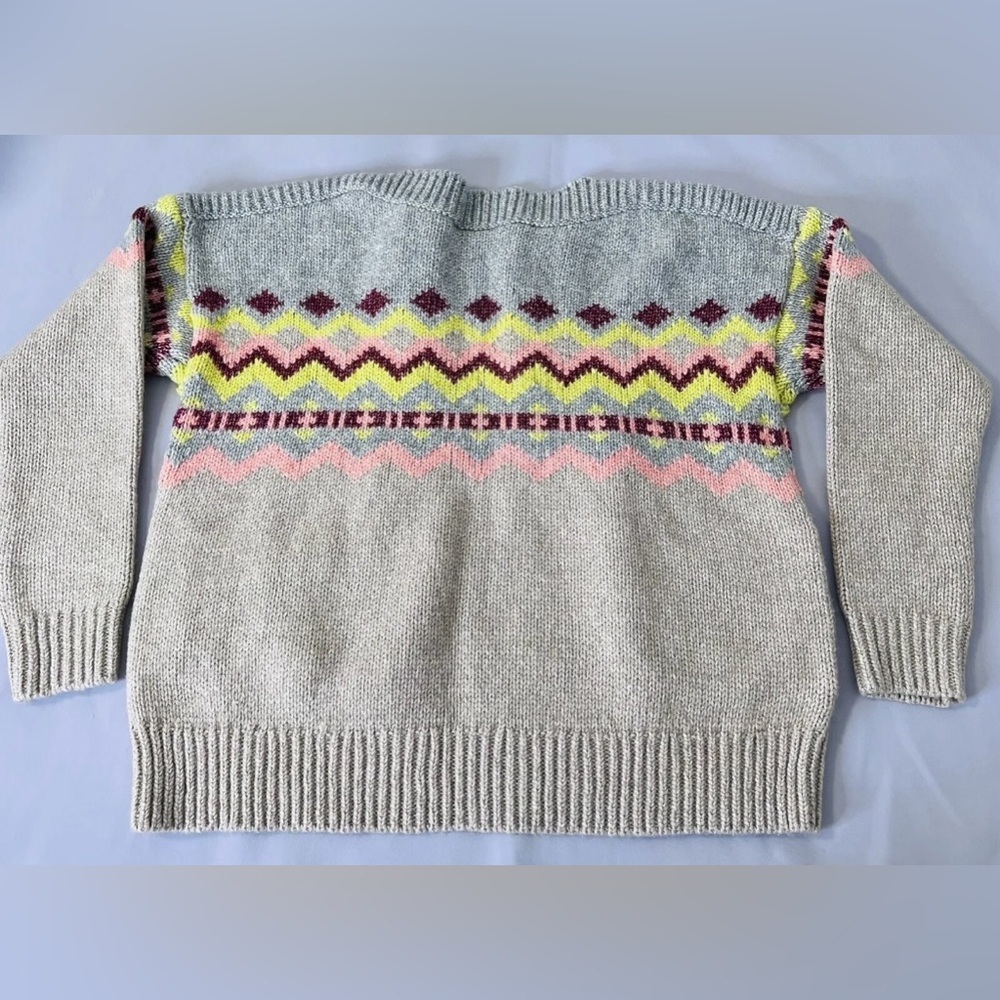 Victoria Secret Sweater‎ Womens Large Gray Boat Neck Waist Pockets Chunky Knit
